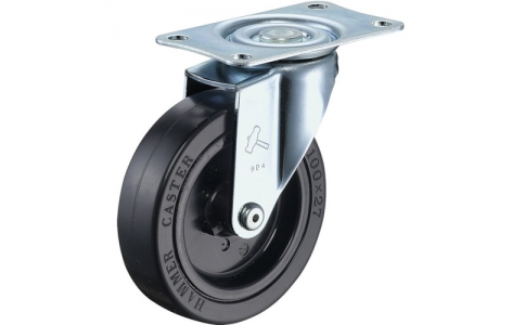 HAMMER CASTER 錘牌 鐵錘E型自在黑橡膠車100mm