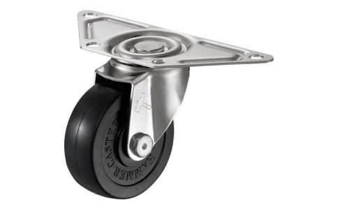 HAMMER CASTER 錘牌 腳輪 220S-R75-鏈球全不銹鋼角S型自由橡膠車75mm